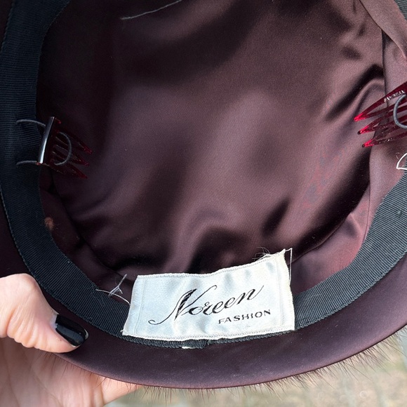 ???Vintage Brown Fur-Trimmed Hat Noreen brown mink trim main image 8